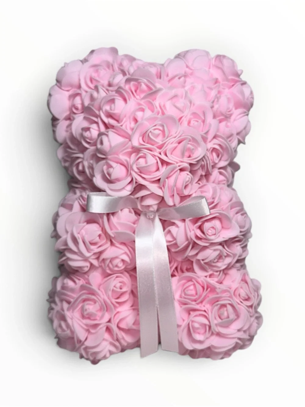 9” Pink Foam Rose Teddy Bear White Bow Valentine’s Day Room Decor